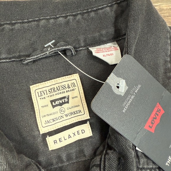 Levi Strauss Jackson Worker Relaxed Fit Charcoal Gray Long Sleeve Shirt Mens XL - Picture 3 of 7
